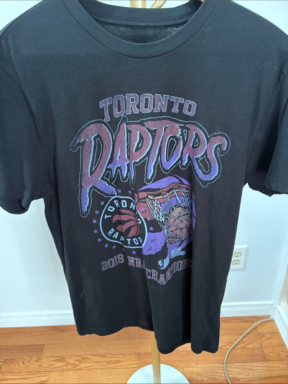 NBA Toronto Raptors Black Tee with Purple and Red Graphics